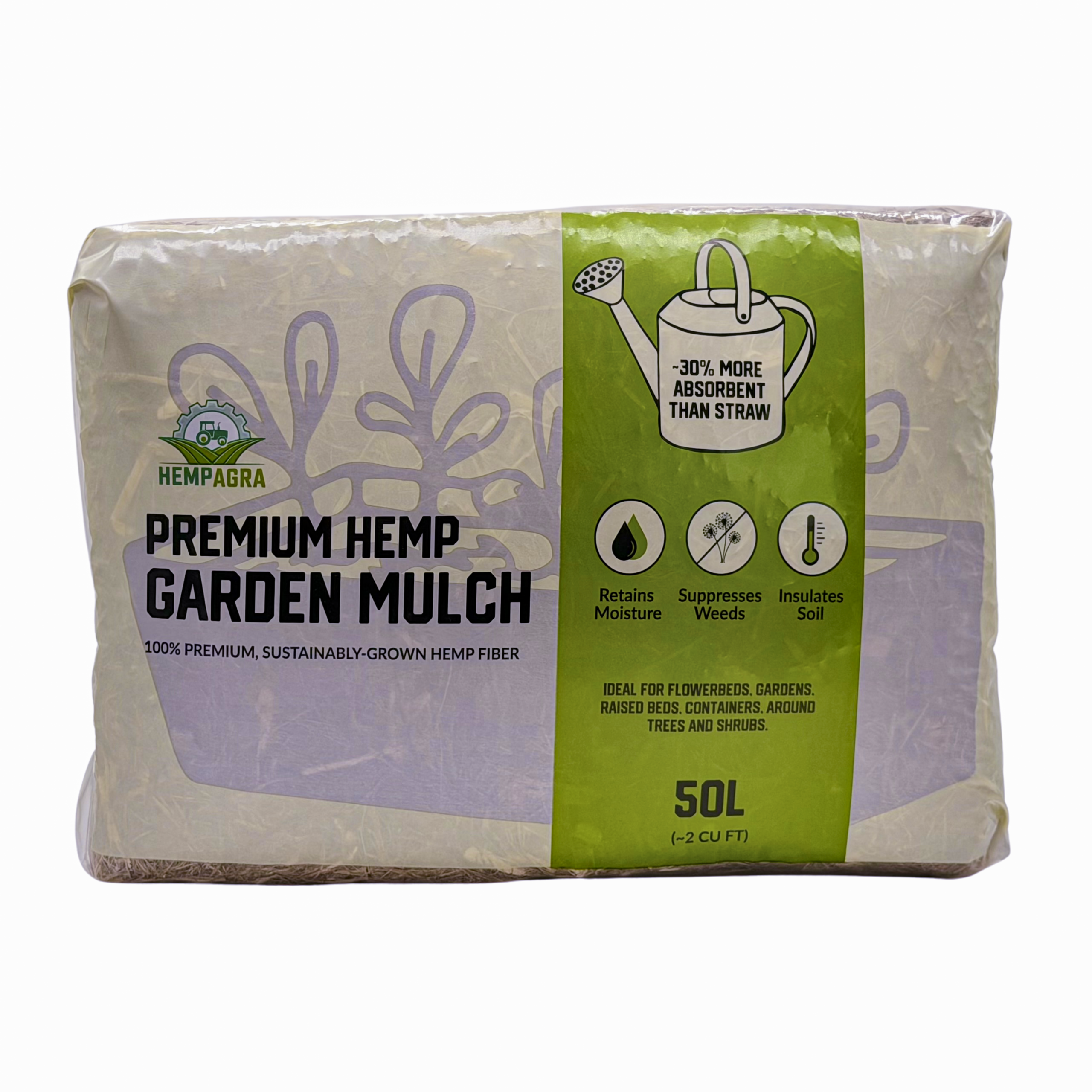 HempAgra Premium Hemp Garden Mulch bag, front